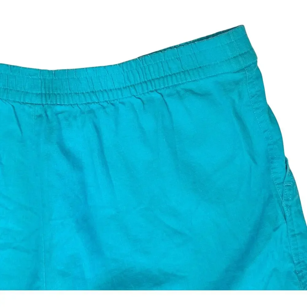 J. Crew Linen Blend Drawstring Short Blue AX922 Size M
